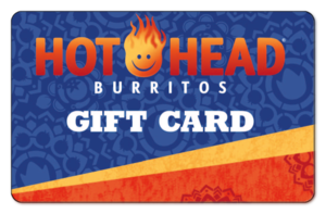 hot head burritos logo over blue and orange background